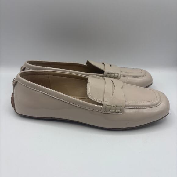 SAM EDELMAN Tucker Penny Loafers Patent Leather Clay Tan Cream Sz 8.5 - Picture 2 of 8